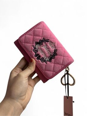 Juicy Couture Hot Pink Quilted Wallet with Heart Charm